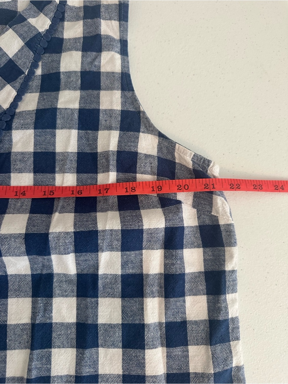 Talbots XL Petite Linen and Cotton Blue and White Gingham Sleeveless Shirt Top - Picture 7 of 7